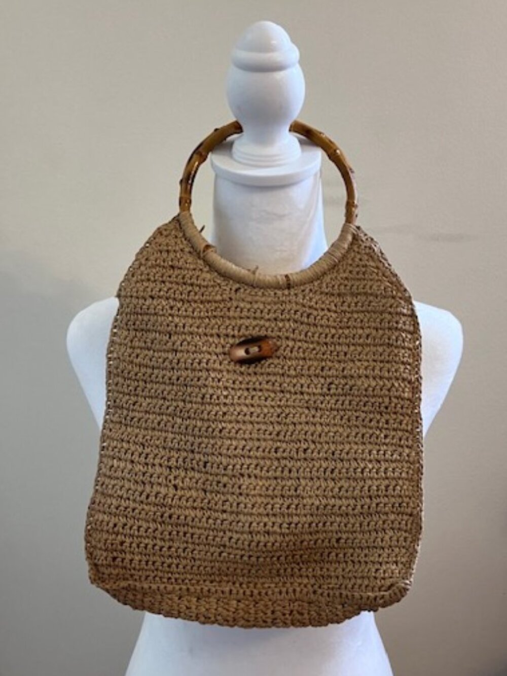 Gap Woven Straw Bag with Bamboo Handles